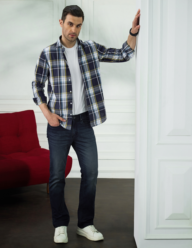 Tropical Blue Cotton Check Shirt